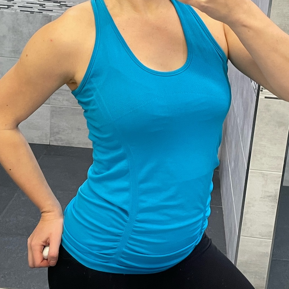 Athleta Workout Sports Teal Racerback Cinch Compression Tank Top S